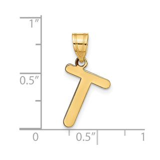 14k Yellow Gold Polished Bubble Letter T Initial Pendant