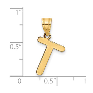 14k Yellow Gold Polished Bubble Letter T Initial Pendant