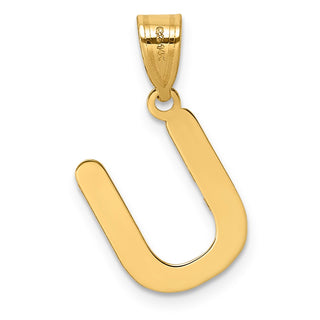14k Yellow Gold Polished Bubble Letter U Initial Pendant