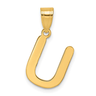 14k Yellow Gold Polished Bubble Letter U Initial Pendant