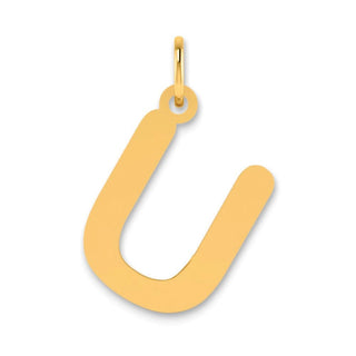 14k Yellow Gold Polished Bubble Letter U Initial Pendant