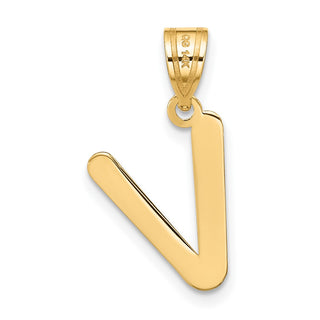 14k Yellow Gold Polished Bubble Letter V Initial Pendant
