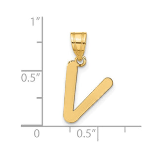 14k Yellow Gold Polished Bubble Letter V Initial Pendant