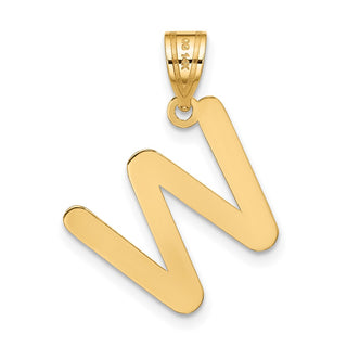 14k Yellow Gold Polished Bubble Letter W Initial Pendant