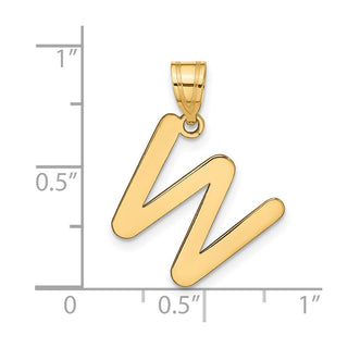 14k Yellow Gold Polished Bubble Letter W Initial Pendant