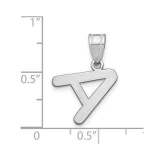 14k White Gold Polished Bubble Letter A Initial Pendant