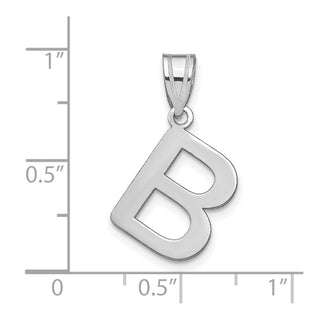 14k White Gold Polished Bubble Letter B Initial Pendant