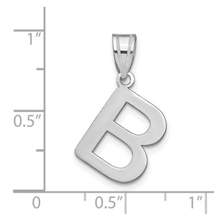 14k White Gold Polished Bubble Letter B Initial Pendant