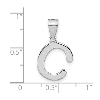 14k White Gold Polished Bubble Letter C Initial Pendant