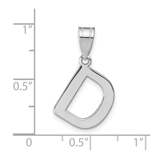 14k White Gold Polished Bubble Letter D Initial Pendant