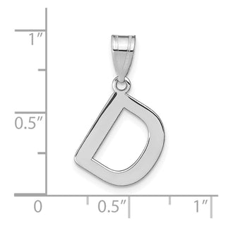 14k White Gold Polished Bubble Letter D Initial Pendant