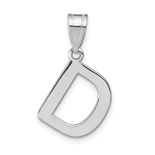 14k White Gold Polished Bubble Letter D Initial Pendant