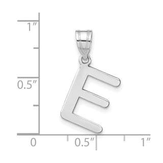 14k White Gold Polished Bubble Letter E Initial Pendant