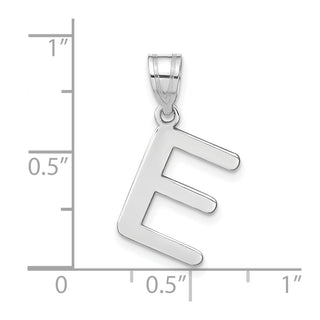 14k White Gold Polished Bubble Letter E Initial Pendant