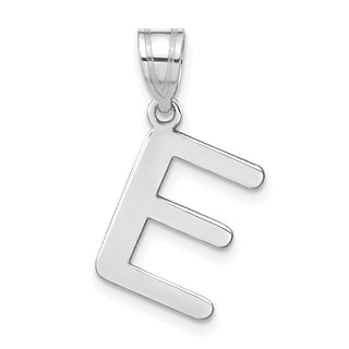 14k White Gold Polished Bubble Letter E Initial Pendant
