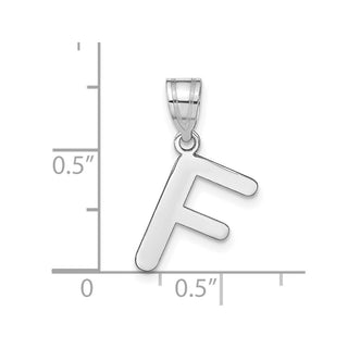 14k White Gold Polished Bubble Letter F Initial Pendant