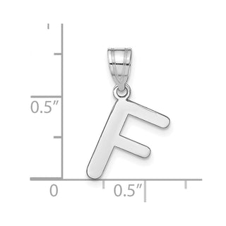 14k White Gold Polished Bubble Letter F Initial Pendant