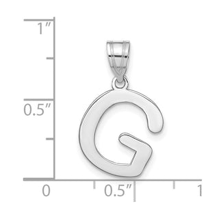 14k White Gold Polished Bubble Letter G Initial Pendant