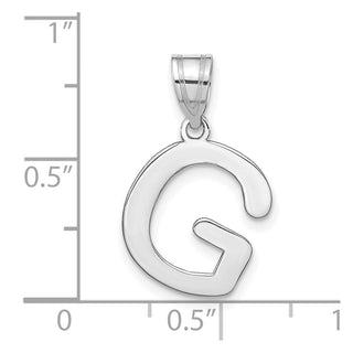 14k White Gold Polished Bubble Letter G Initial Pendant