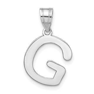 14k White Gold Polished Bubble Letter G Initial Pendant