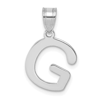 14k White Gold Polished Bubble Letter G Initial Pendant