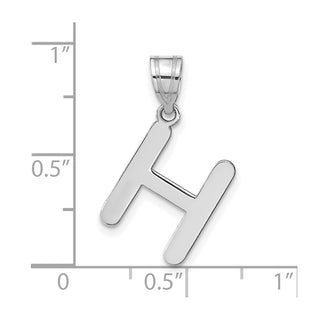 14k White Gold Polished Bubble Letter H Initial Pendant