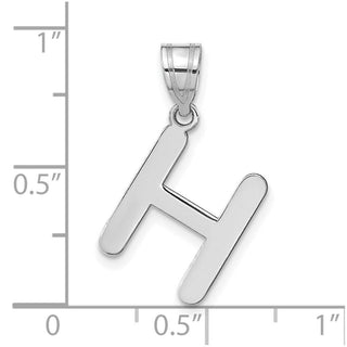 14k White Gold Polished Bubble Letter H Initial Pendant