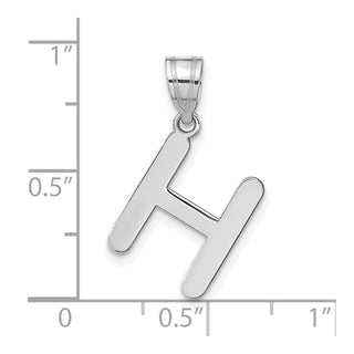 14k White Gold Polished Bubble Letter H Initial Pendant