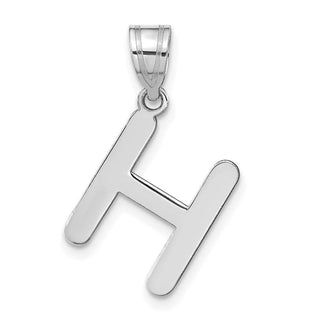 14k White Gold Polished Bubble Letter H Initial Pendant
