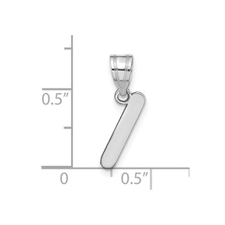 14k White Gold Polished Bubble Letter I Initial Pendant