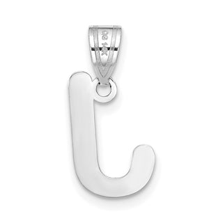 14k White Gold Polished Bubble Letter J Initial Pendant
