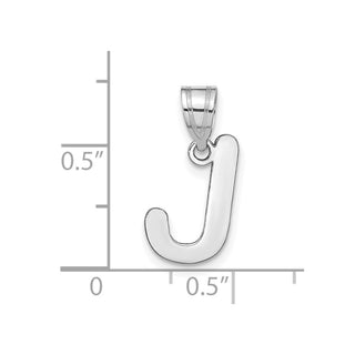 14k White Gold Polished Bubble Letter J Initial Pendant