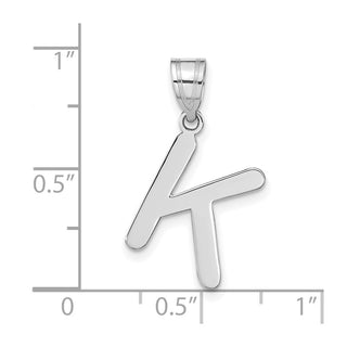 14k White Gold Polished Bubble Letter K Initial Pendant