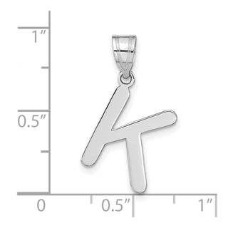 14k White Gold Polished Bubble Letter K Initial Pendant
