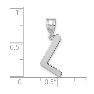 14k White Gold Polished Bubble Letter L Initial Pendant