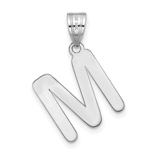 14k White Gold Polished Bubble Letter M Initial Pendant