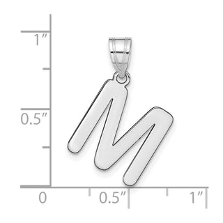14k White Gold Polished Bubble Letter M Initial Pendant