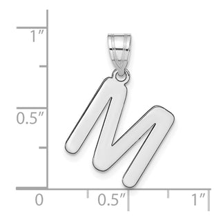 14k White Gold Polished Bubble Letter M Initial Pendant