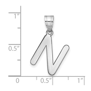 14k White Gold Polished Bubble Letter N Initial Pendant