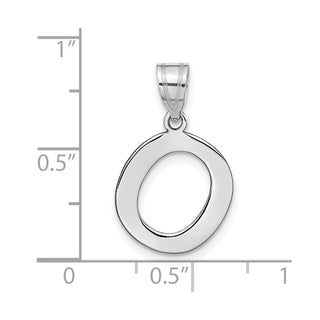 14k White Gold Polished Bubble Letter O Initial Pendant