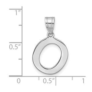 14k White Gold Polished Bubble Letter O Initial Pendant