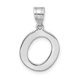 14k White Gold Polished Bubble Letter O Initial Pendant