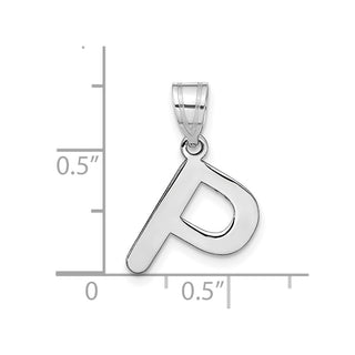 14k White Gold Polished Bubble Letter P Initial Pendant