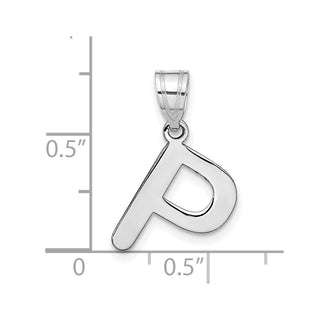 14k White Gold Polished Bubble Letter P Initial Pendant