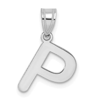 14k White Gold Polished Bubble Letter P Initial Pendant