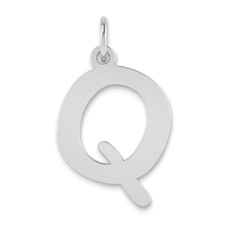 14k White Gold Polished Bubble Letter Q Initial Pendant