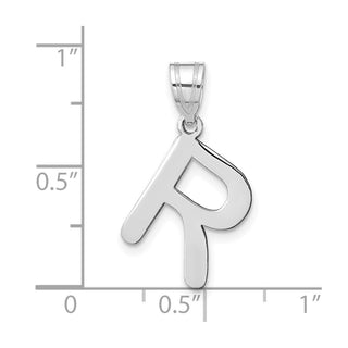 14k White Gold Polished Bubble Letter R Initial Pendant