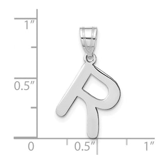 14k White Gold Polished Bubble Letter R Initial Pendant