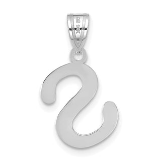 14k White Gold Polished Bubble Letter S Initial Pendant
