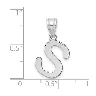 14k White Gold Polished Bubble Letter S Initial Pendant